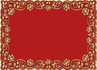 golden frame on red background