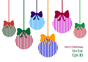 decorative christmas balls with colorful ribbons