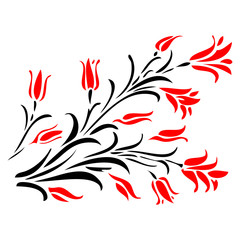 Abstract flower pattern5. Red and Black. vector