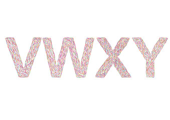 Varicolored letters V-Y