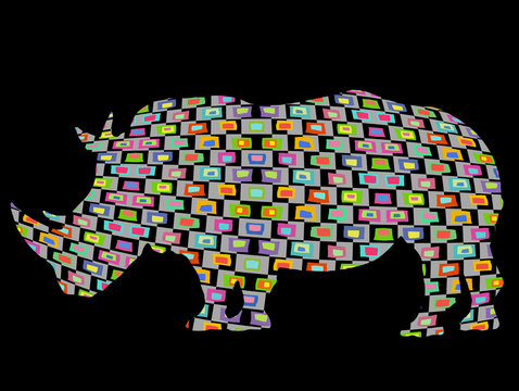 Colored abstract pattern of elements retro background rhino