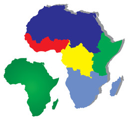 Africa map with regions