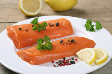 Geräucherter Lachs Fisch auf einem Teller