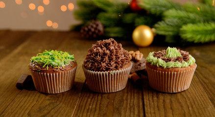 Tasty cupcakes with butter cream,