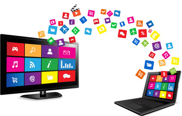 Smart TV and laptop with apps