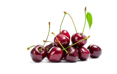 Close up of heap of cherry, isolated on white