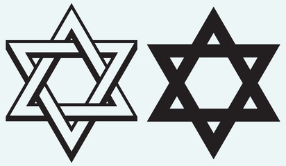 Star david isolated on blue background