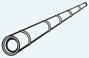 Spyglass isolated on blue background