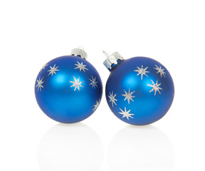 Christmas blue balls isolated on white