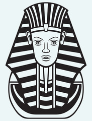 Portrait of Pharaoh isolated on blue background