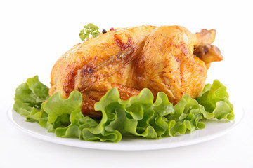 roasted chicken isolated