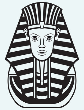 Portrait of Pharaoh isolated on blue background