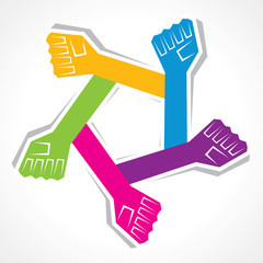 Creative unity hand icon - vector illustration
