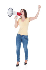 Woman Shouting Through Megaphone