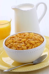 Healthy corn flakes breakfast