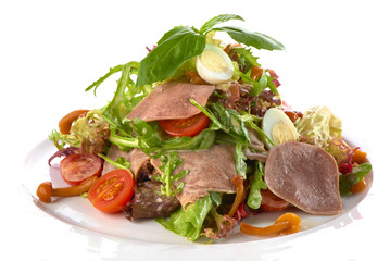 Fresh salad with boiled tongue