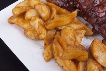 Golden Fried Crisp Potato Wedges.