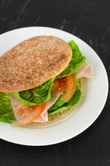 sandwich with ham and lettuce