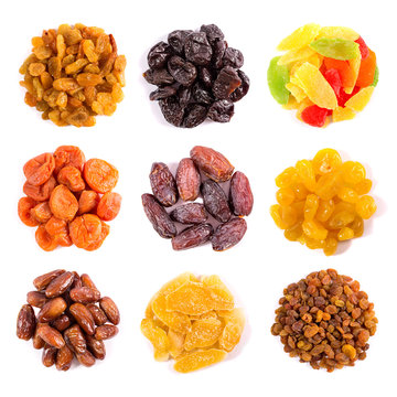 Set of dried fruits top view