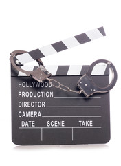 film clapper with handcuffs