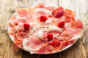 Real pork ham from Italy Bologna