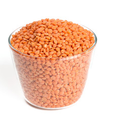 red lentils in a glass bowl