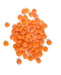 red lentils isolated on white
