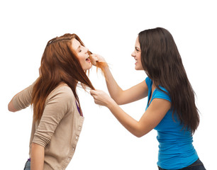 two teenagers having a fight and getting physical