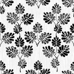 Seamless monochrome vector floral pattern
