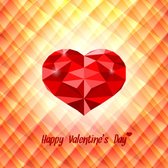 Polygonal  red heart on triangular background