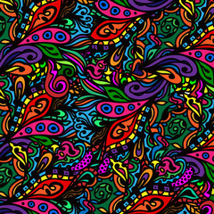 Seamless abstract hand-drawn waves pattern