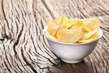Potato chips in a bowl.