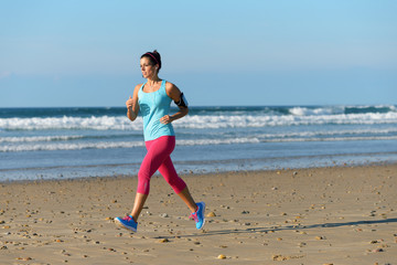 Running for fitness on beach