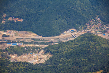 Top view of Krasnaya Polyana, Sochi, Russia.