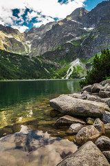 Beautiful lake with clear water in the mountains
