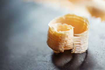 Closeup view of wooden shavings