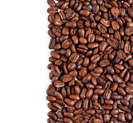 coffee beans on a white background. Frame. texture