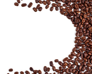 coffee beans on a white background. Frame. texture