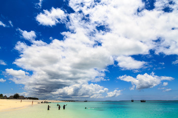 Boys in the water at a tropical beach