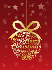 MERRY CHRISTMAS and a HAPPY NEW YEAR Card (bauble gold)