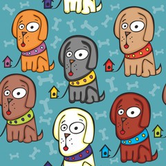 vector illustration with seamless dogs