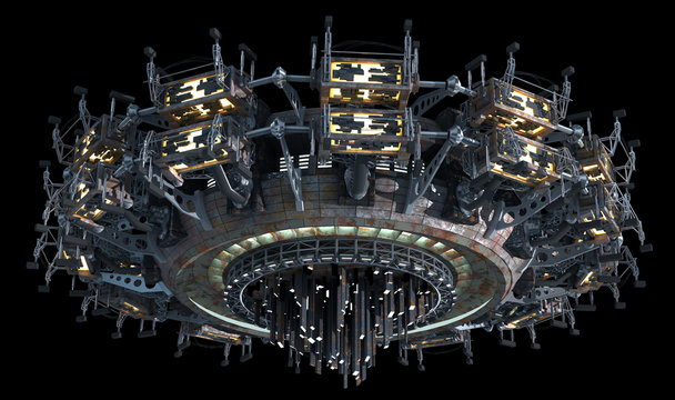 Fantasy 3D model of futuristic space ship