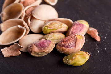 healthy salted pistachios in a nutshell