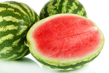 Ripe watermelons isolated on white