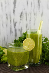 Glasses of green vegetable juice