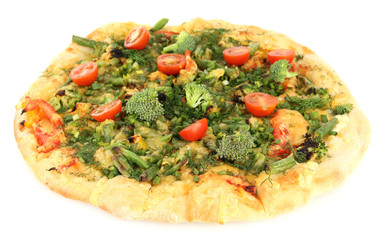 Tasty vegetarian pizza, isolated on white
