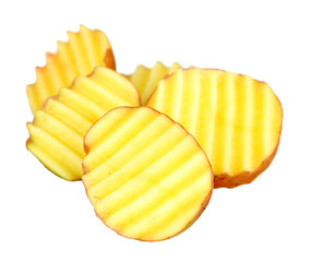 Sliced potato, isolated on white