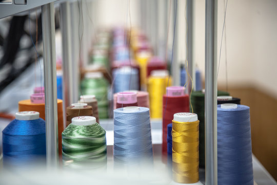 Colorful reels of threads background