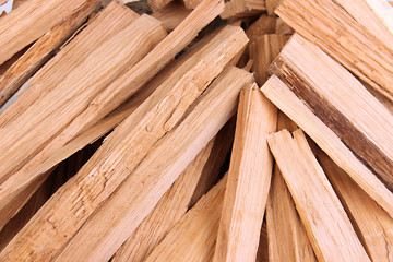 Stack of firewood close up