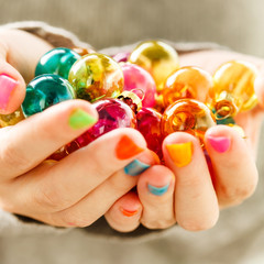 Christmas balls in the hands